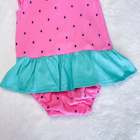 Carter's Baby Girls Bodysuit | Skirted | 12 Months | Watermelon | Pink | Cute - Picture 6 of 9